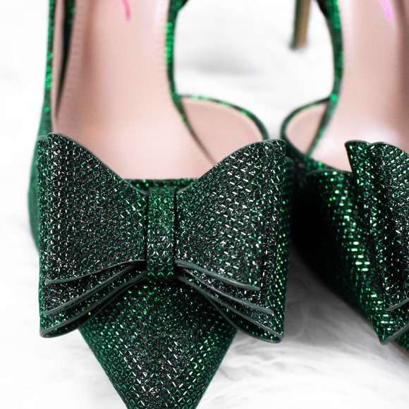 Betsey Johnson Green High Heels, High Heels Stilettos, Bow Heels - Picture 6 of 10